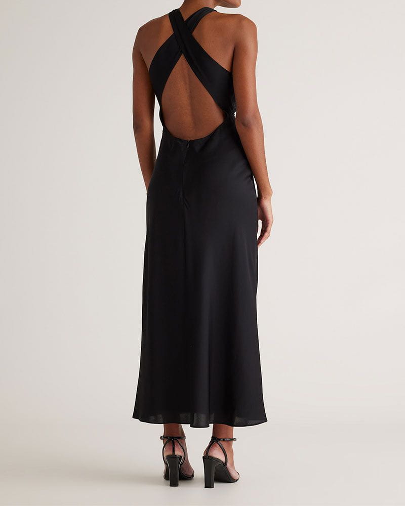 (Pre Sale) Stretch Silk High Neck Midi Dress