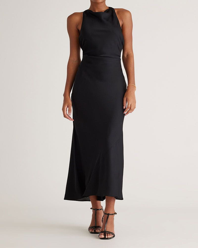 (Pre Sale) Stretch Silk High Neck Midi Dress