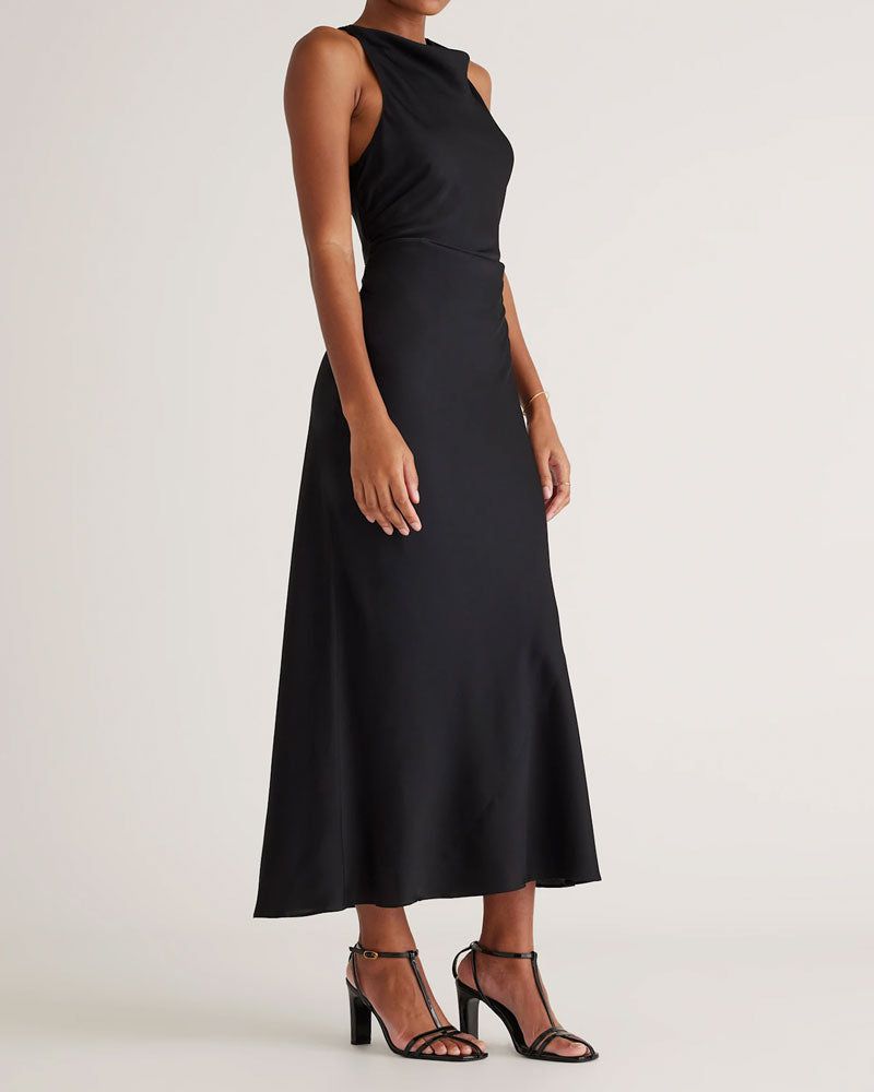 (Pre Sale) Stretch Silk High Neck Midi Dress