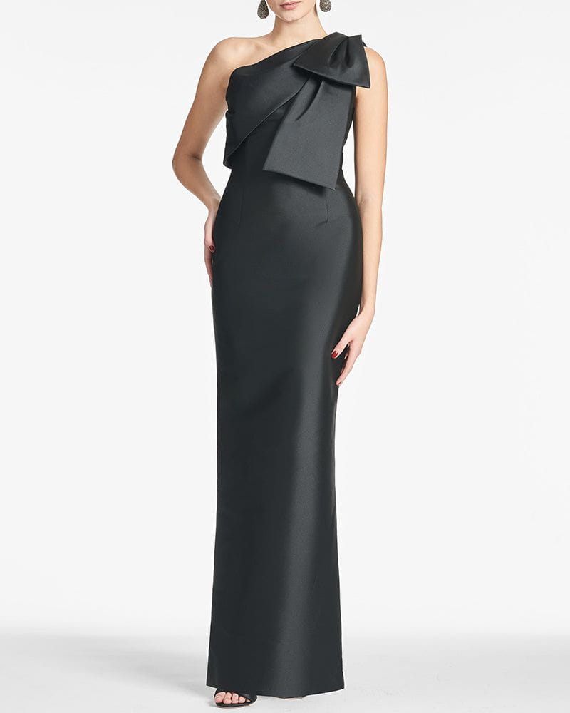 Satin One-Shoulder Column Formal Dress with Elegant Bow