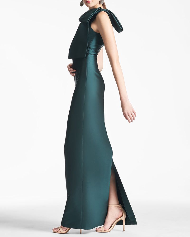 Satin One-Shoulder Column Formal Dress with Elegant Bow