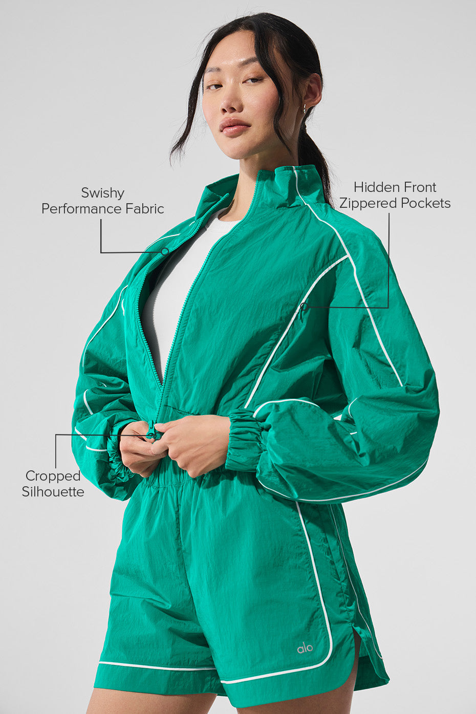 Motivate Full-Zip Track Jacket - Spruce Green/White