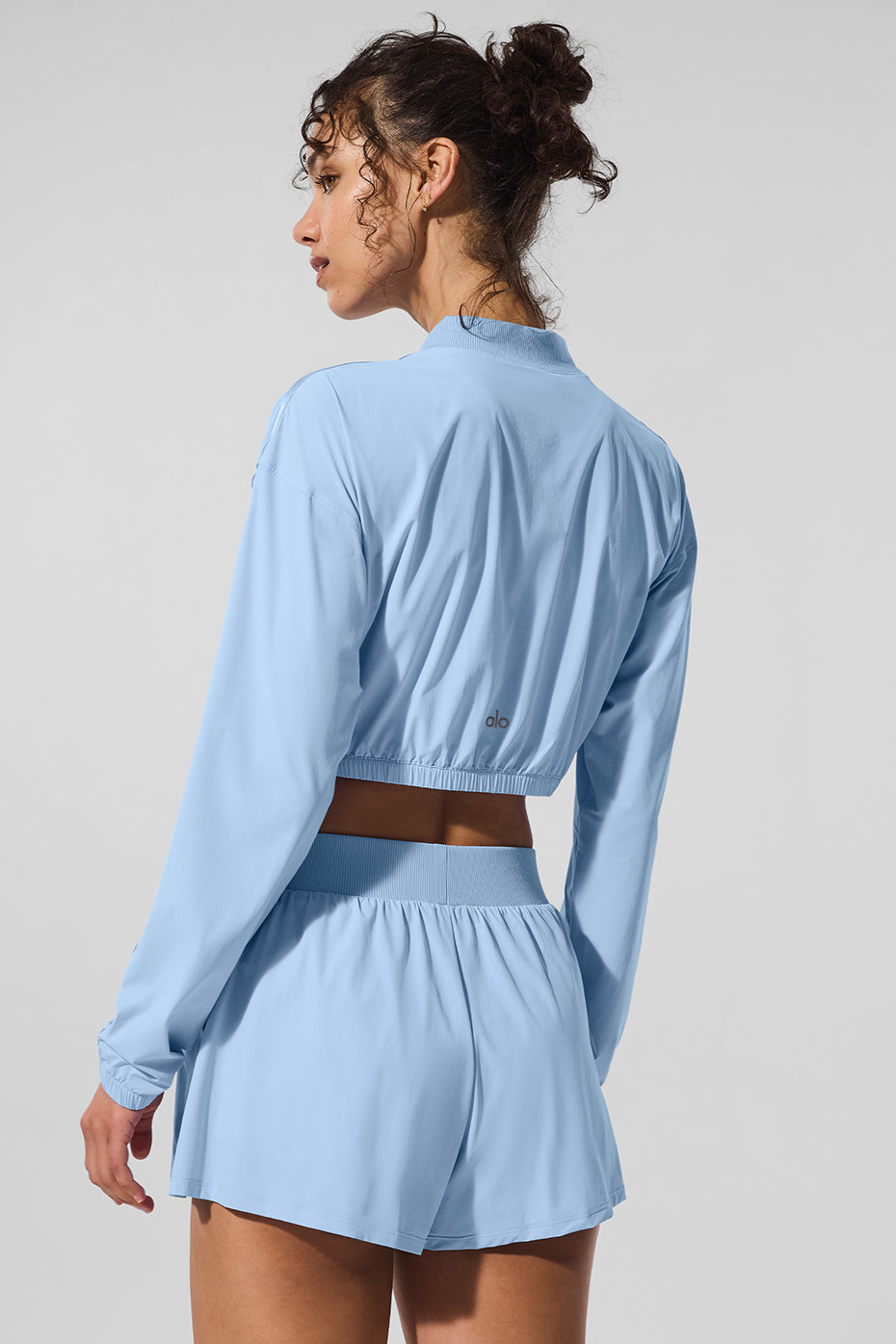 Cropped Breezy Full-Zip Cover Up - Seashell Blue